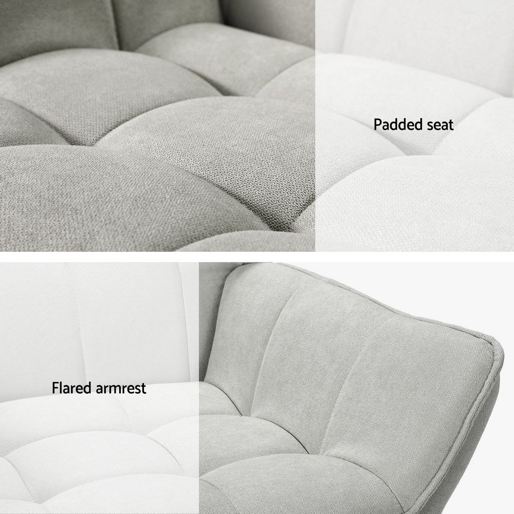 Armchair | Lounge Chair | Accent Chairs | Sofa | Linen Fabric | Cushion Seat | Grey