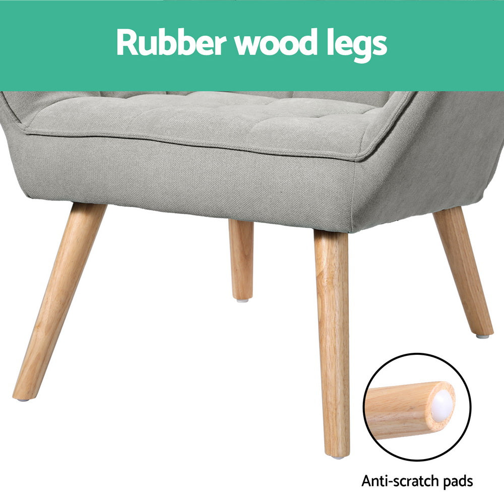 Armchair | Lounge Chair | Accent Chairs | Sofa | Linen Fabric | Cushion Seat | Grey