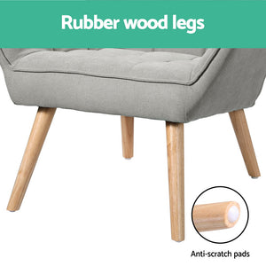 Armchair | Lounge Chair | Accent Chairs | Sofa | Linen Fabric | Cushion Seat | Grey