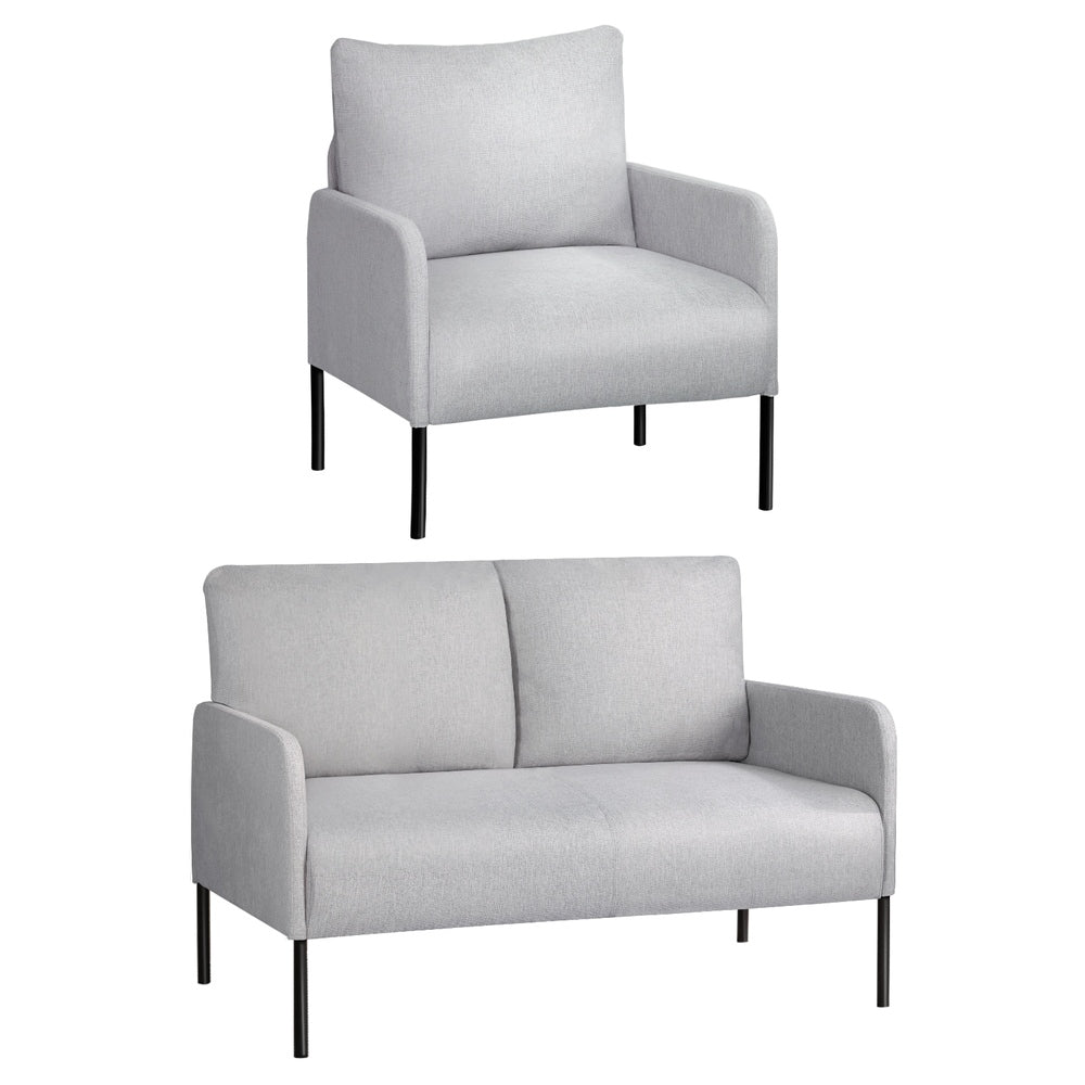 Armchair Sofa Set | 4 Seater with Pillow | Grey Kane Fabric