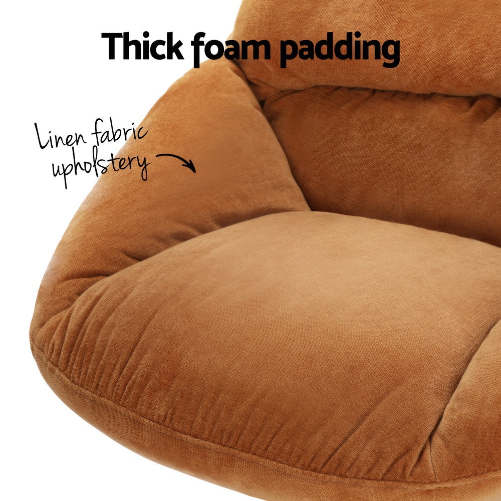 Artiss Armchair Set with Ottoman | Linen Fabric | Orange | Yaro