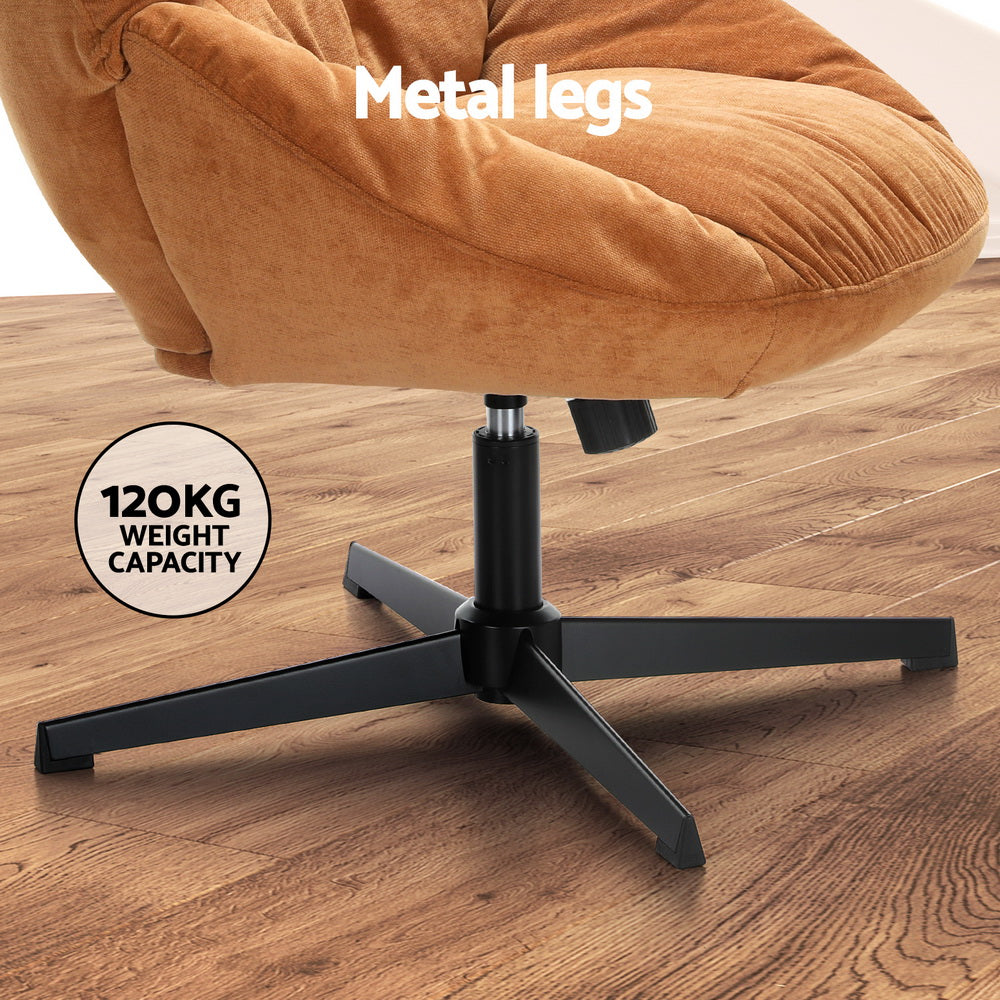 Artiss Armchair Set with Ottoman | Linen Fabric | Orange | Yaro