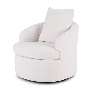 Round Swivel Armchair | Includes Extra Pillow | White
