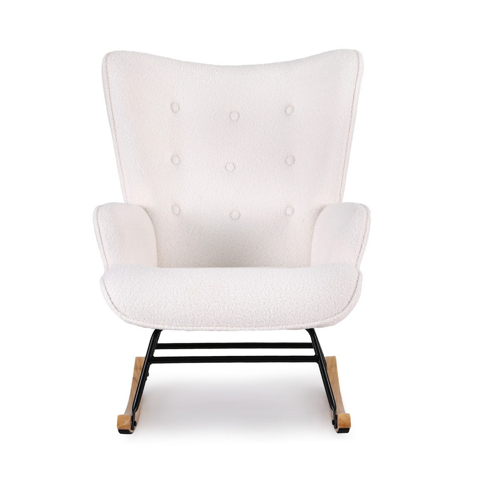 Rocking Armchair | Nursing Chair | Boucle Upholstery | White