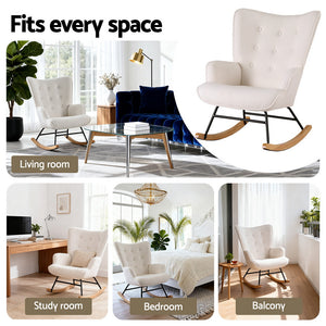 Rocking Armchair | Nursing Chair | Boucle Upholstery | White