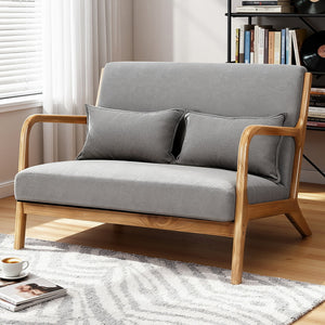 2-Seater Loveseat Armchair | Fabric Upholstery | Grey