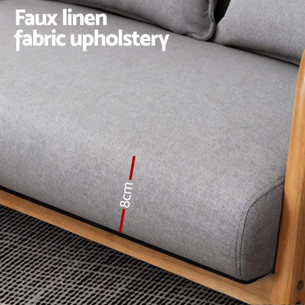 2-Seater Loveseat Armchair | Fabric Upholstery | Grey