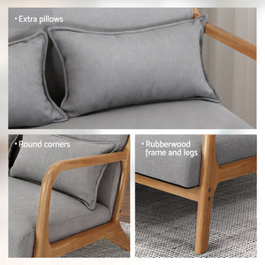 2-Seater Loveseat Armchair | Fabric Upholstery | Grey