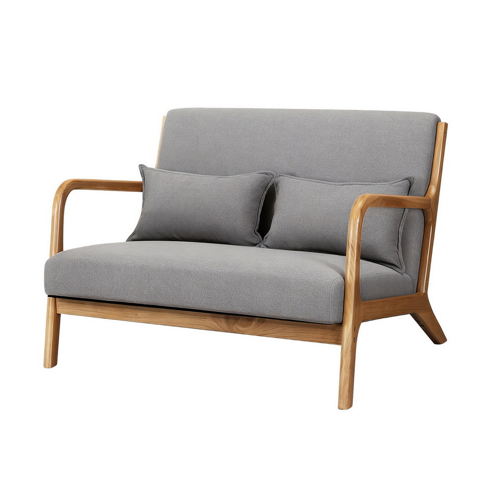 2-Seater Loveseat Armchair | Fabric Upholstery | Grey