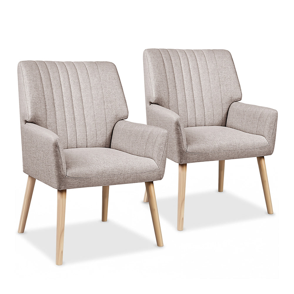 Armchairs Set 2pc | Faux Fabric | Beige