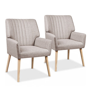 Armchairs Set 2pc | Faux Fabric | Beige