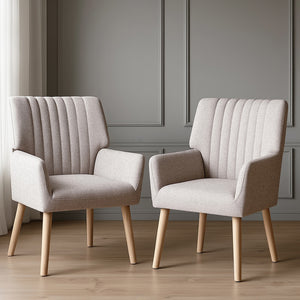 Armchairs Set 2pc | Faux Fabric | Beige
