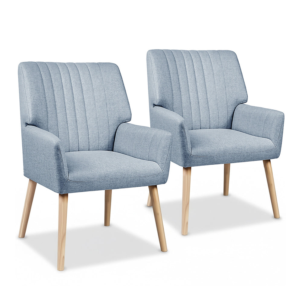 Armchairs Set 2pc | Fabric | Blue Grey