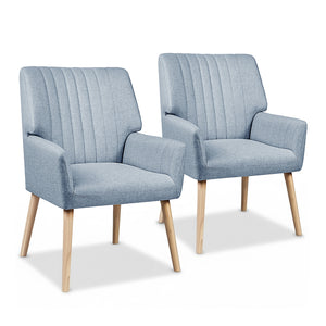 Armchairs Set 2pc | Fabric | Blue Grey
