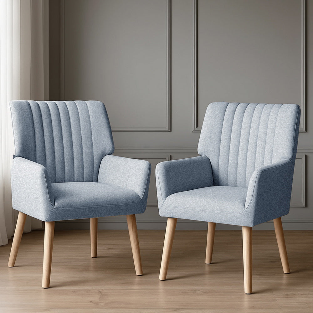 Armchairs Set 2pc | Fabric | Blue Grey