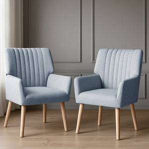 Armchairs Set 2pc | Fabric | Blue Grey