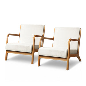 Armchairs Set 2pc | Faux Fabric | Beige