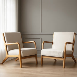 Armchairs Set 2pc | Faux Fabric | Beige