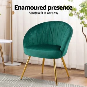 Vintage Green Velvet Studio Styled Arm Chairs