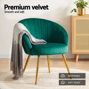 Vintage Green Velvet Studio Styled Arm Chairs