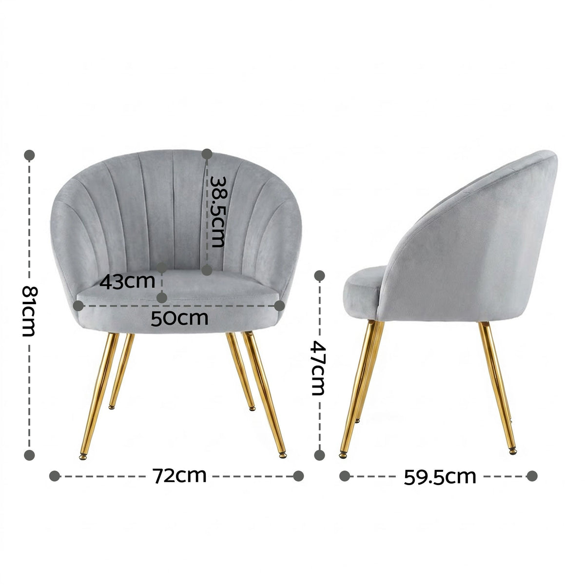 Grey Velvet Studio Styled Armchair