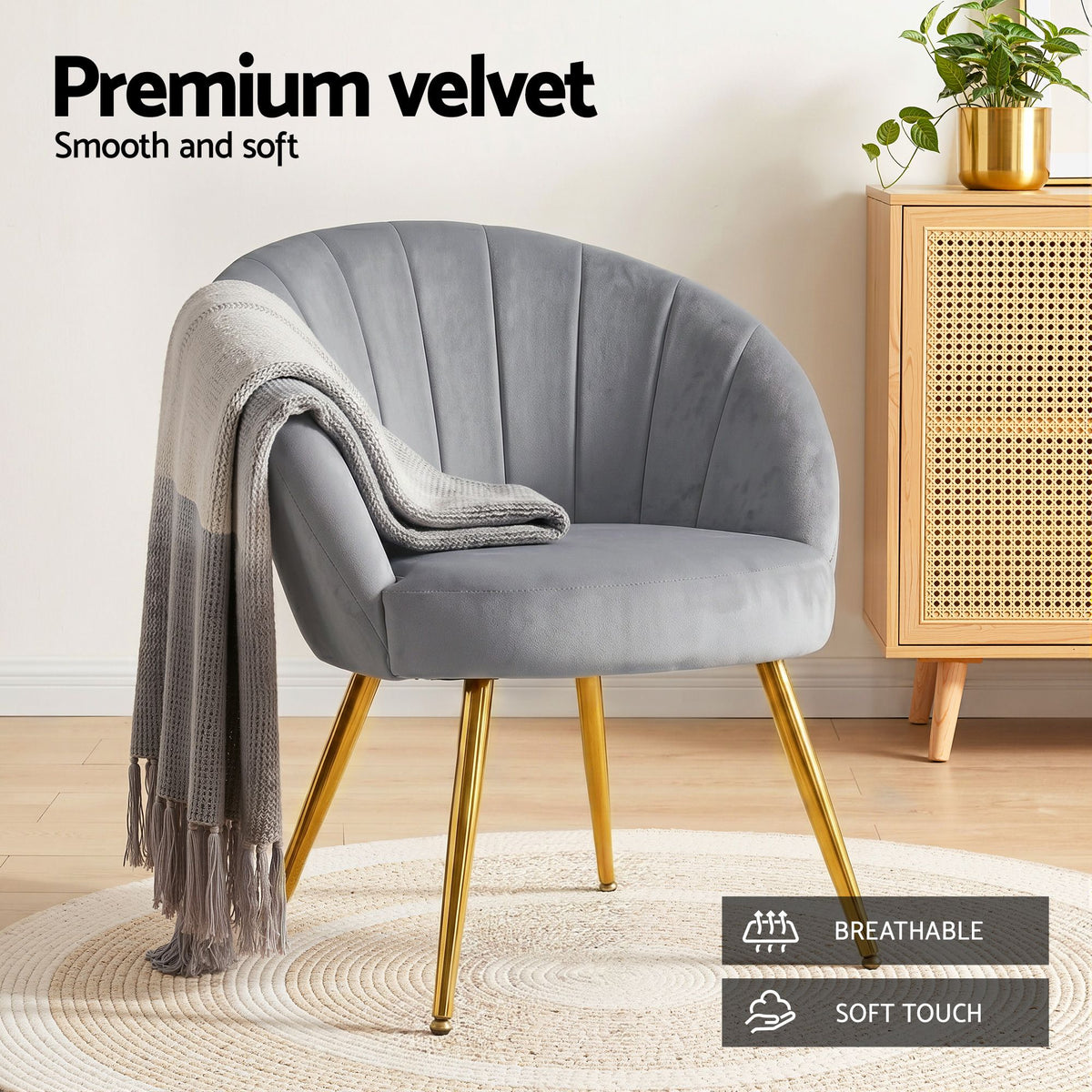 Grey Velvet Studio Styled Armchair
