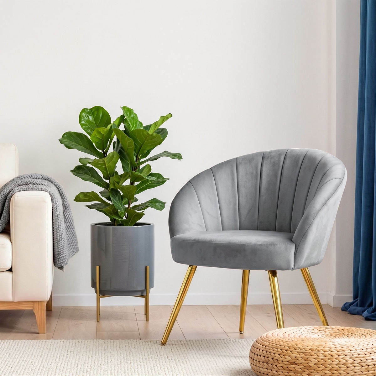 Grey Velvet Studio Styled Armchair