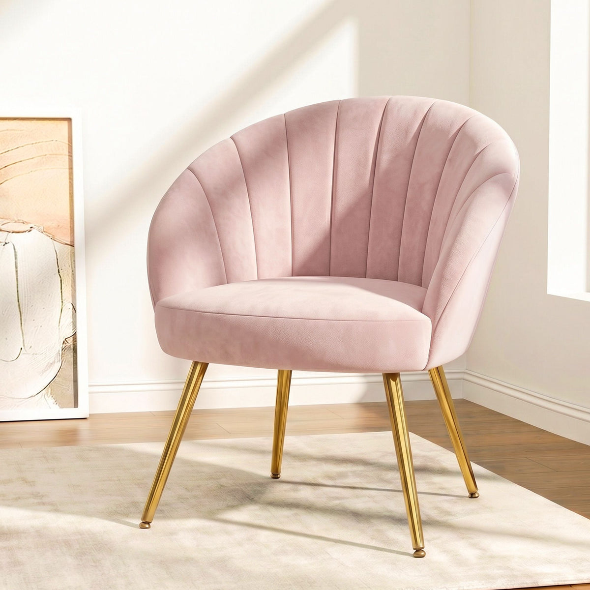 Pink Velvet Vintage Styled Arm Chair