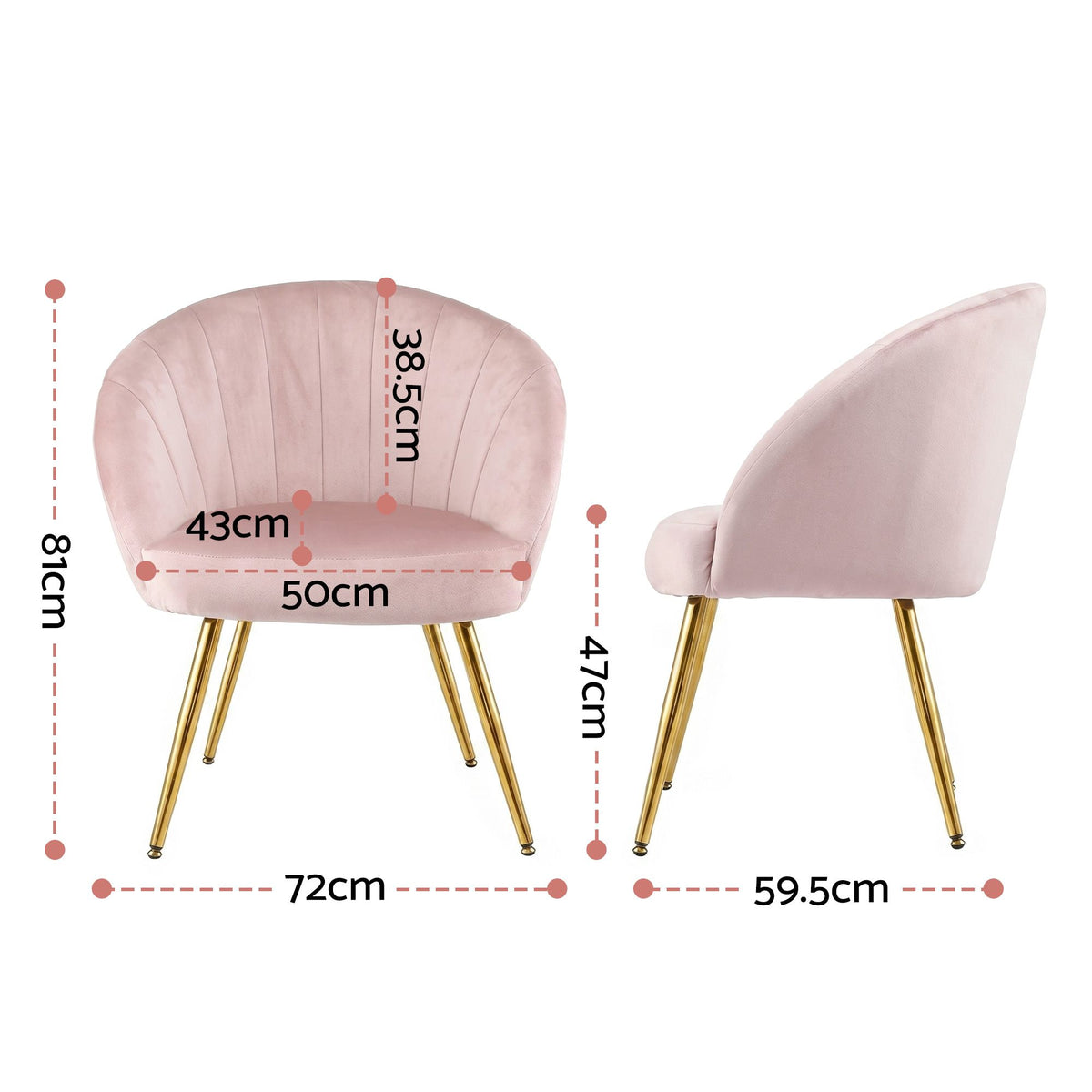 Pink Velvet Vintage Styled Arm Chair