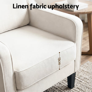 Accent Armchair | Linen Fabric Lounge Chair | Beige