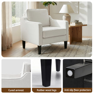 Accent Armchair | Linen Fabric Lounge Chair | Beige