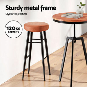 Bar Stools Set 2pc | Round PU Leather Counter Stools | Lane | Brown