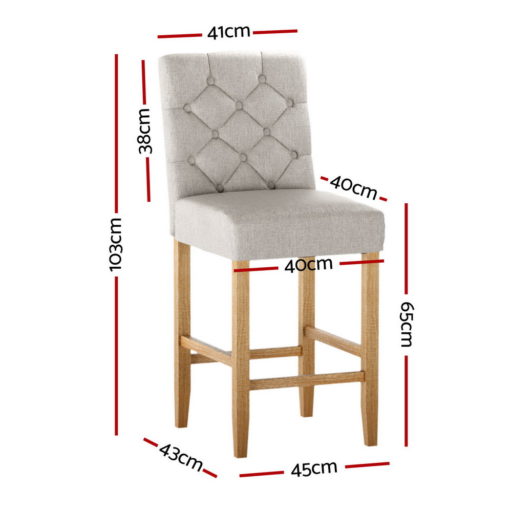 4x Bar Stools | Linen Upholstered Chairs | Modern Design