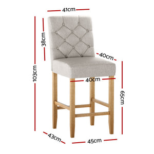 4x Bar Stools | Linen Upholstered Chairs | Modern Design