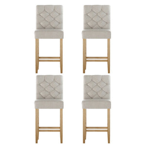 4x Bar Stools | Linen Upholstered Chairs | Modern Design
