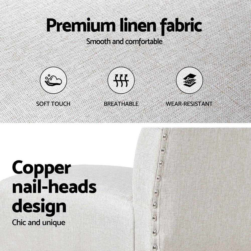 4x Bar Stools | Linen Upholstered Chairs | Modern Design