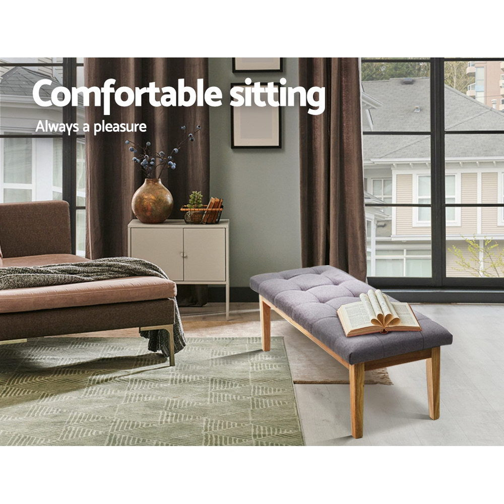 Ottoman Bench | 120cm | Foot Stool | Linen | Grey