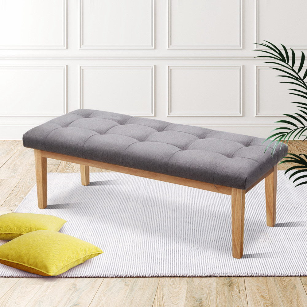 Ottoman Bench | 120cm | Foot Stool | Linen | Grey