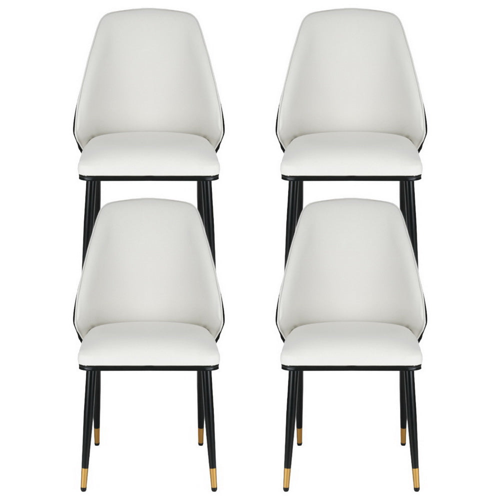 Artiss Dining Chairs | Set of 4 | Leather Seat | Beige & Black