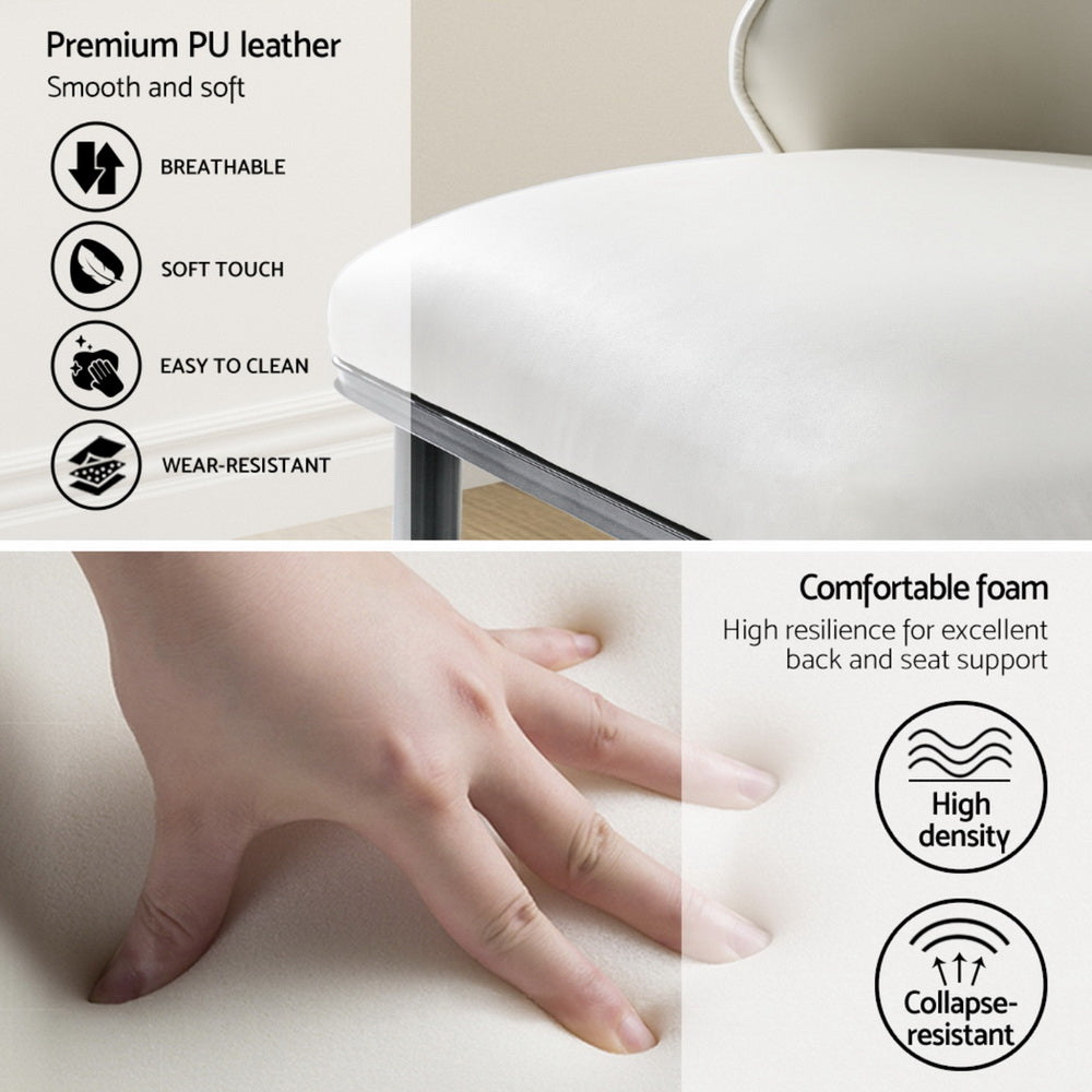 Artiss Dining Chairs | Set of 4 | Leather Seat | Beige & Black