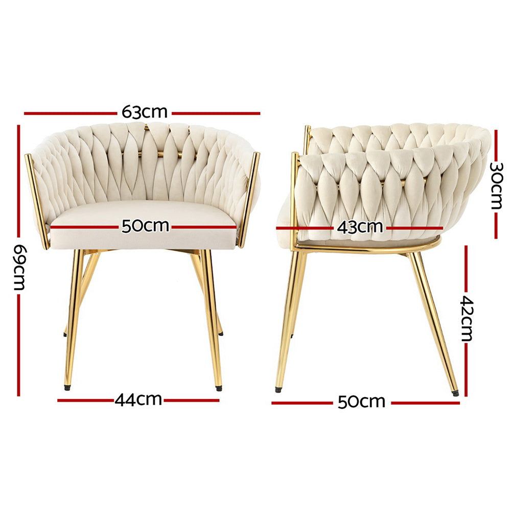 Artiss | Velvet Armchair | Beige | Dining & Lounge Chair