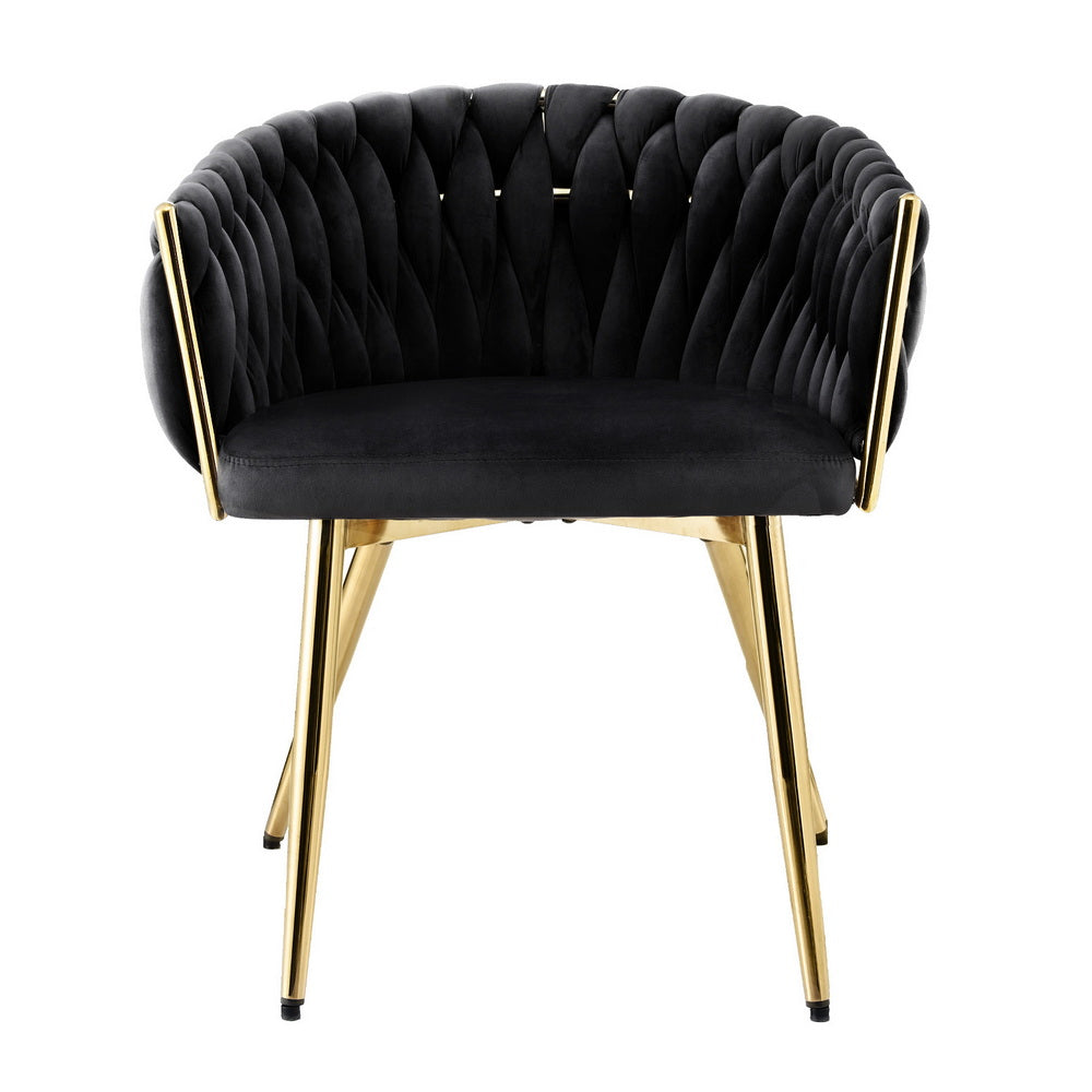 Dining Chair | Single Armchair | Velvet Weaving Design | Black | Cafe, Kitchen & Lounge Seating