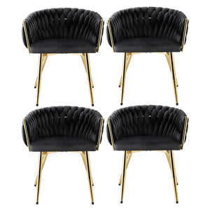 Dining Chairs Set of 4 | Velvet Armchairs | Black Upholstery | Modern Kitchen & Lounge Seating