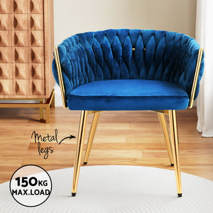 Dining Chairs Set | 2 Velvet Weaving Armchairs | Blue