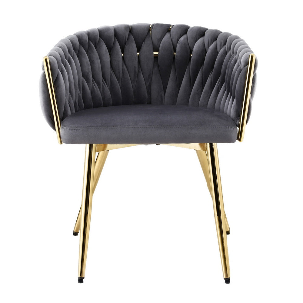Dining Chair | Single Armchair | Velvet Weaving Design | Grey | Cafe, Kitchen & Lounge Seating
