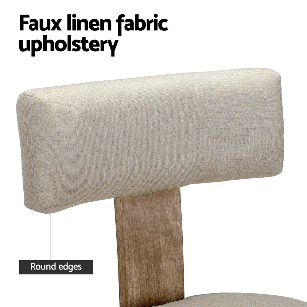 Artiss Dining Chairs | Set of 4 | Linen Fabric | Wooden | Beige