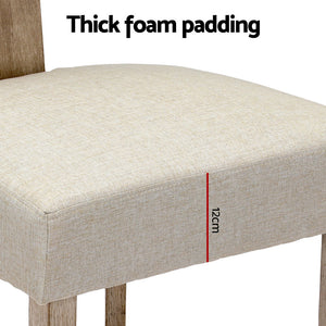 Artiss Dining Chairs | Set of 4 | Linen Fabric | Wooden | Beige