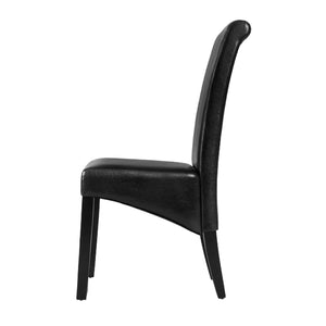 Dining Chairs | Set of 2 | Leather Parsons Chair | Black