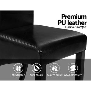 Dining Chairs | Set of 2 | Leather Parsons Chair | Black