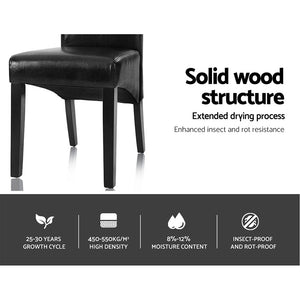 Dining Chairs | Set of 2 | Leather Parsons Chair | Black